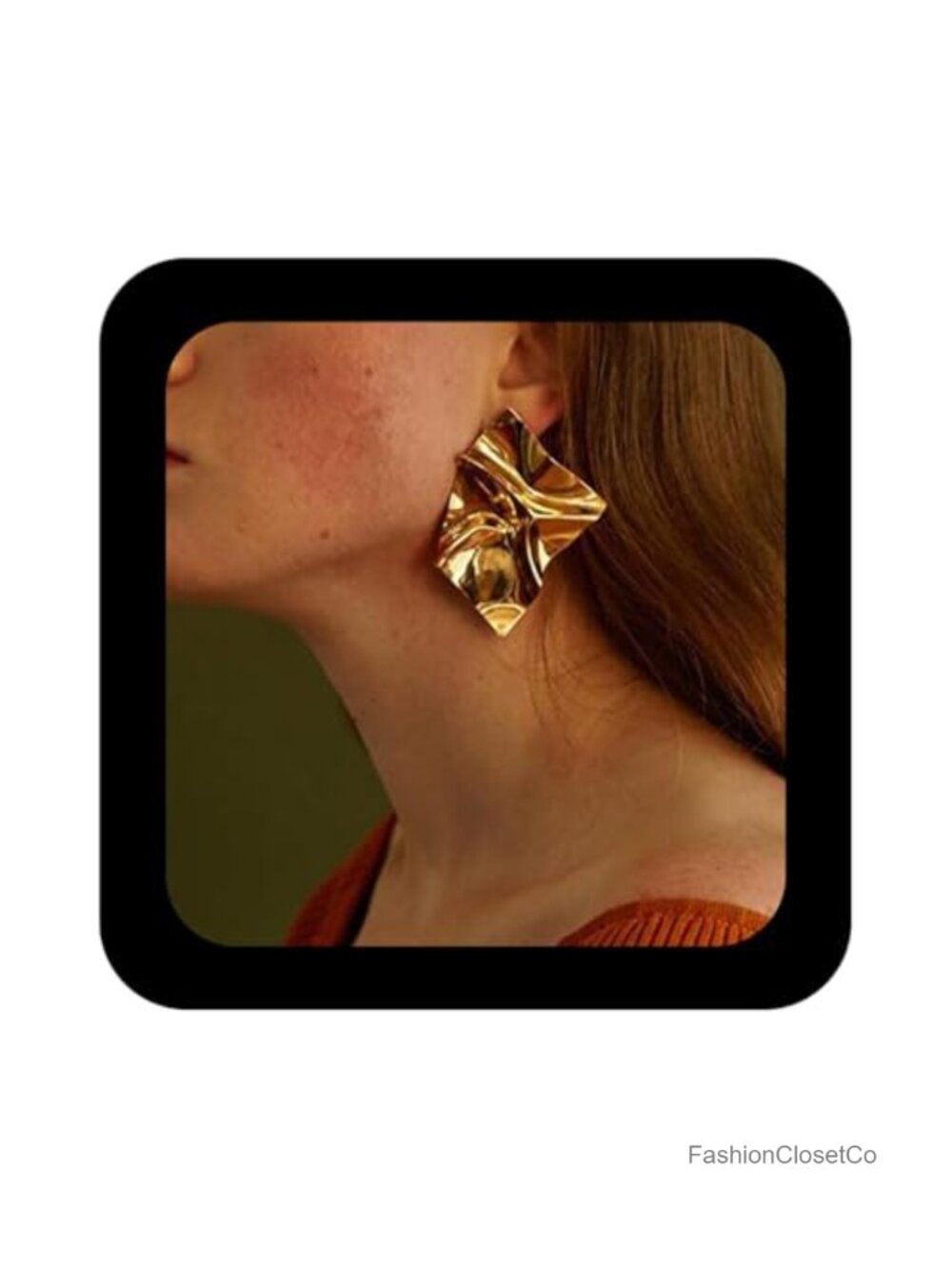 Metal Square Dangle Earrings Punk Geometric Statement Jewelry for Women